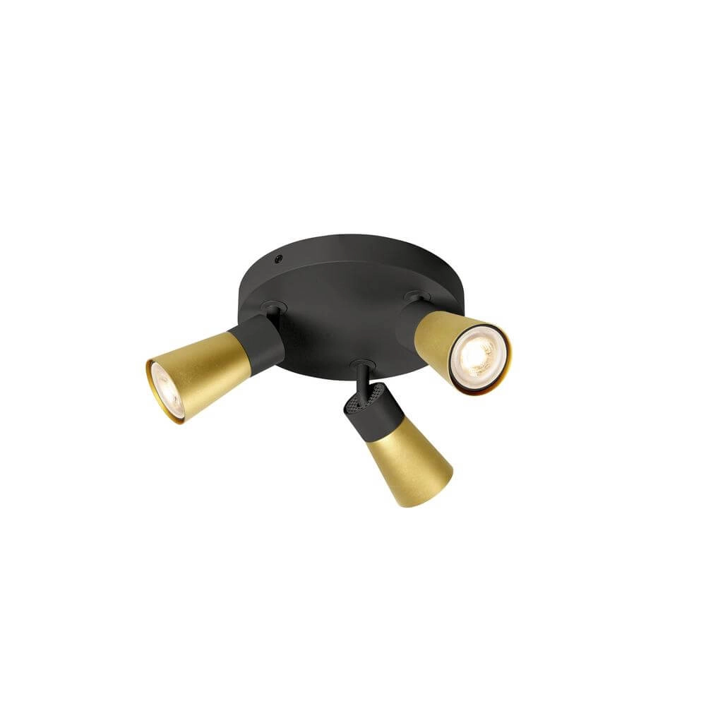 Ronde spot Puri 2.0 Cone zwart-goud 3-lichts Ronde spot Puri 2.0 Cone zwart-goud 3-lichts