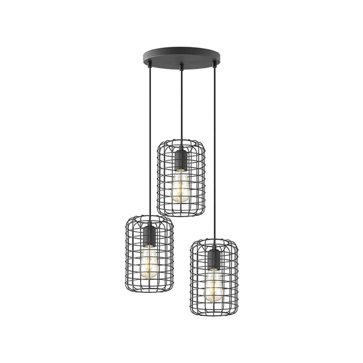 3-lichts hanglamp Solido zwart