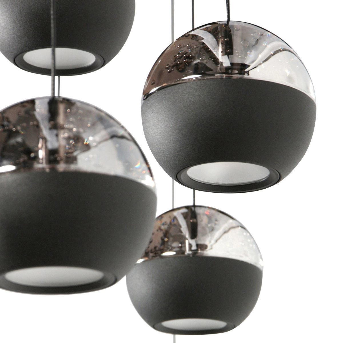 5-licht eettafel hanglamp Belluno led - zwart met glas Steinhauer 8712746183900