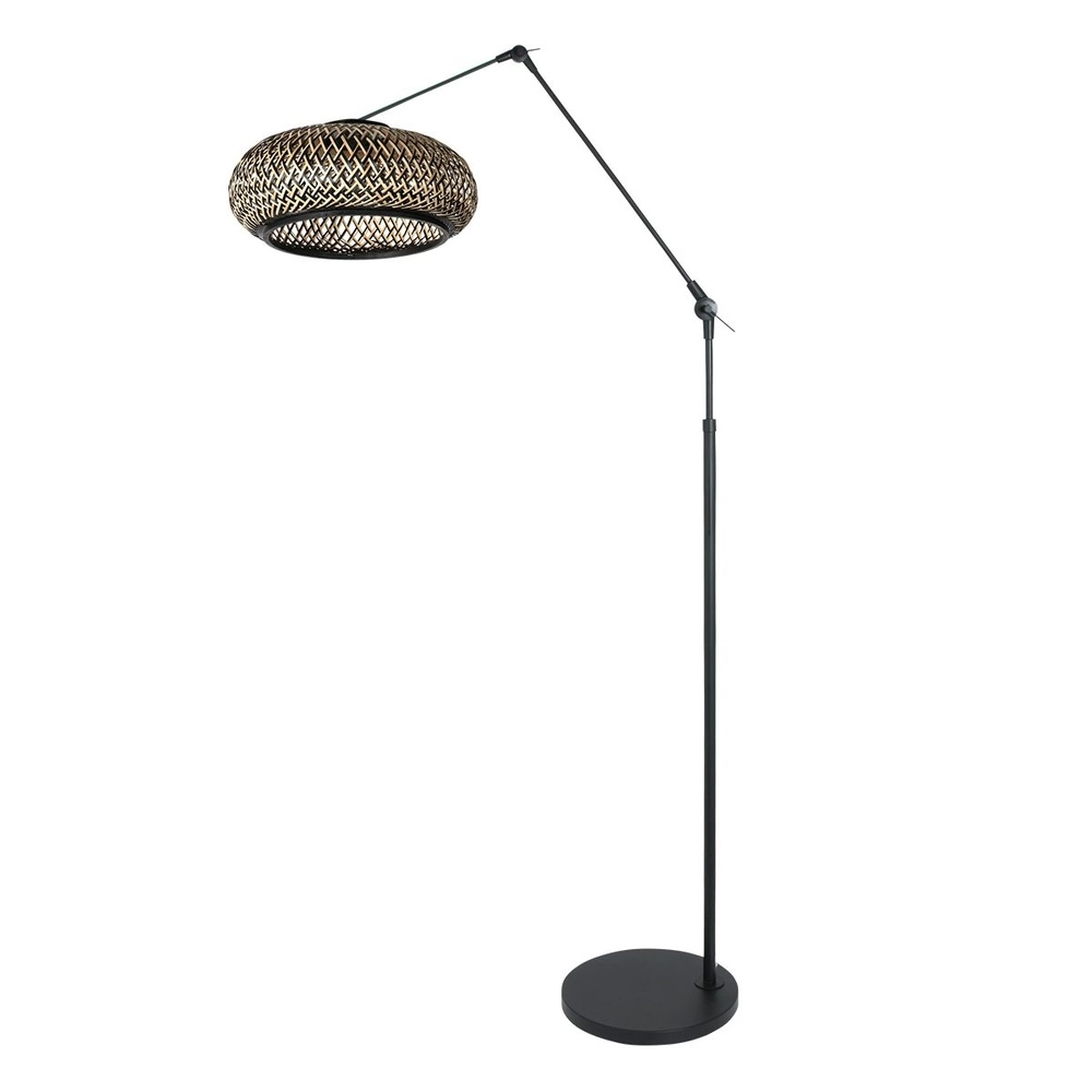 Vloerlamp Prestige Chic zwart en rotan kap Steinhauer 8712746183634