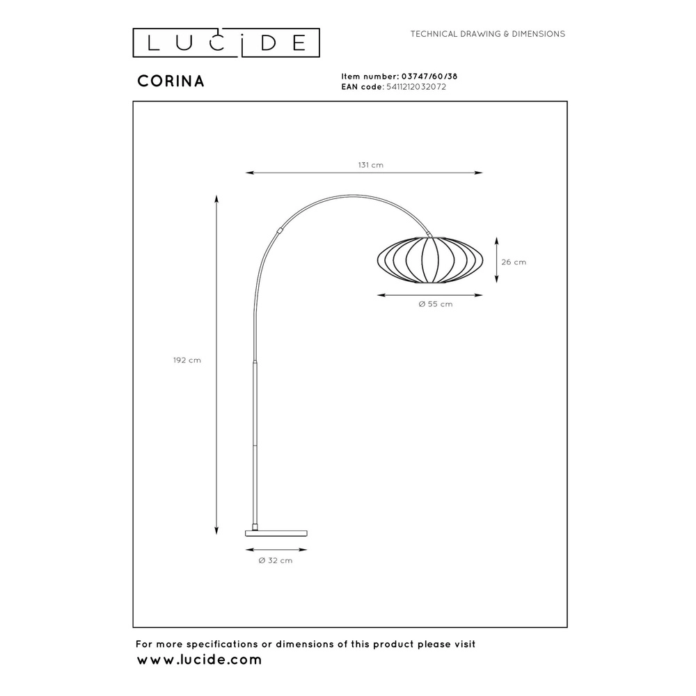 Booglamp Corina zand bruin Lucide 5411212032072
