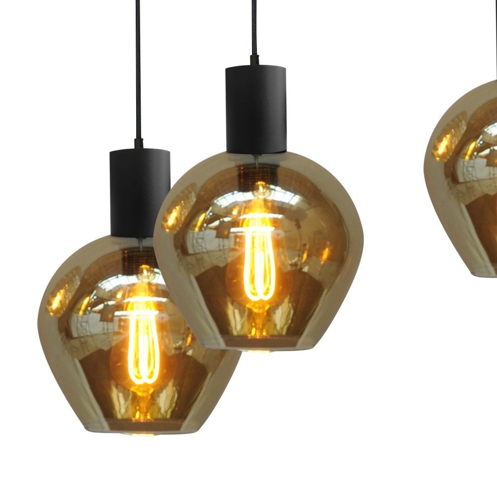 Zwarte hanglamp eetkamer Bounty 6-lichts rond glas Masterlight 8718121247915