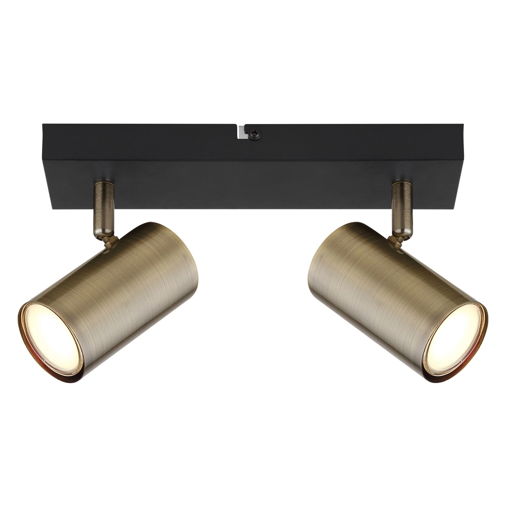 Plafondlamp 2-lichts Robby zwart met brons Globo 9007371439980