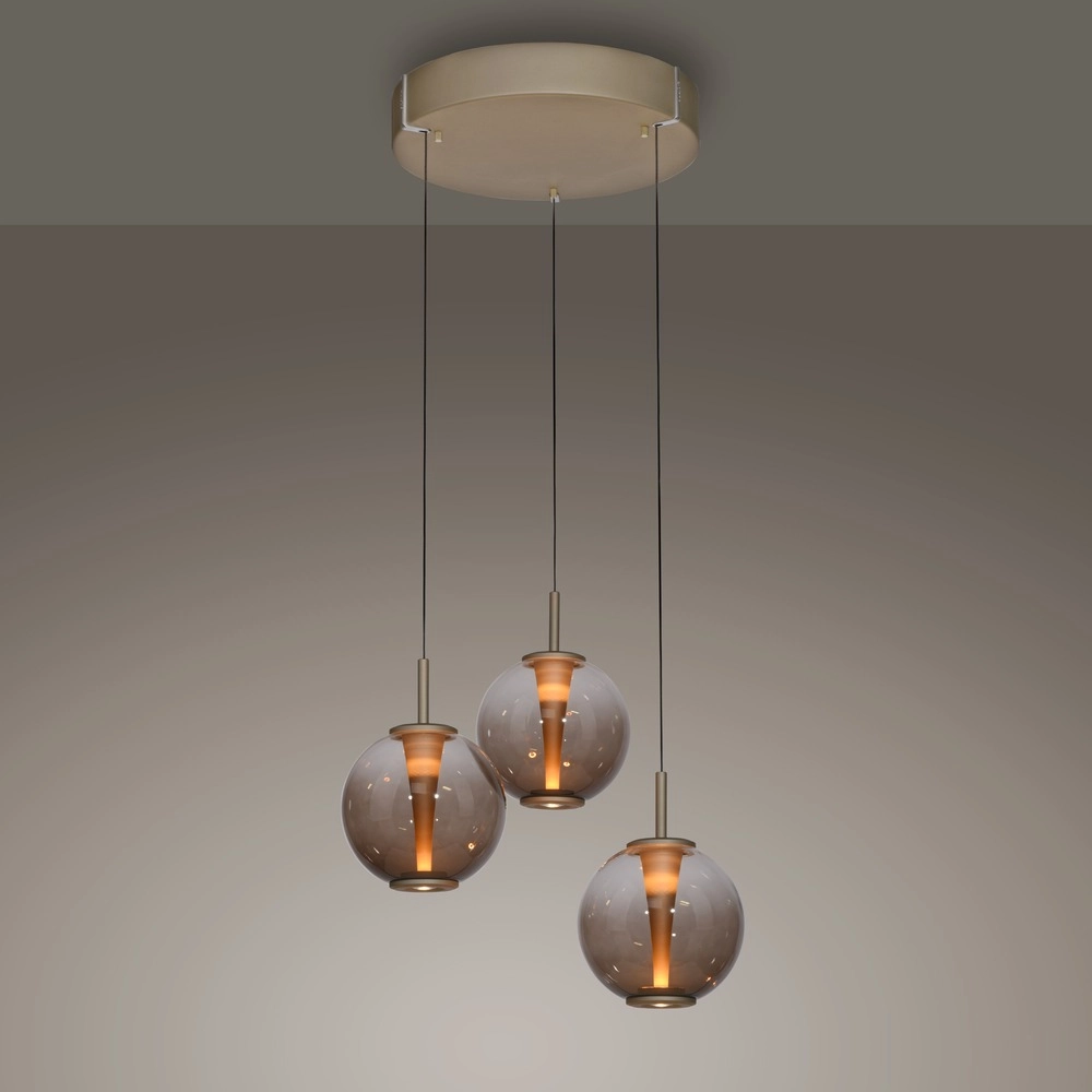 Vide hanglamp Pure E-Infinty bronce met amber glas Paul Neuhaus 4012248398166