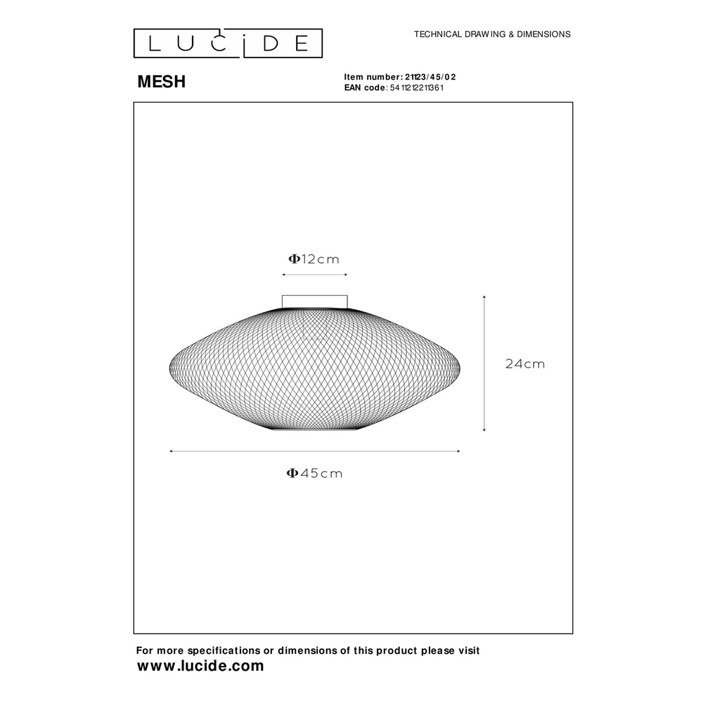 Gaas plafondlamp Mesh goud Lucide 5411212211361