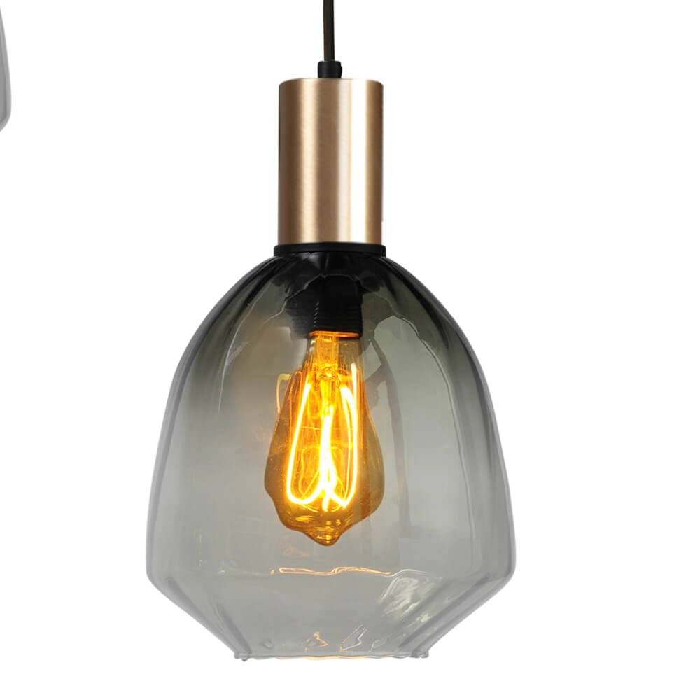 3-lichts vide hanglamp - goud - Porto met Nicolette green glazen Masterlight 8718121270920