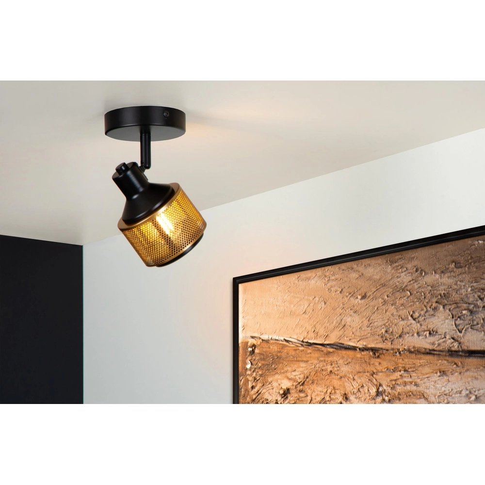 Plafondlamp Rafa zwart met koper Lucide 5411212771285