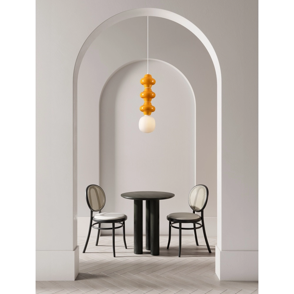 Hanglamp Clio L oranje keramiek met wit glas Lyora 5212017461322