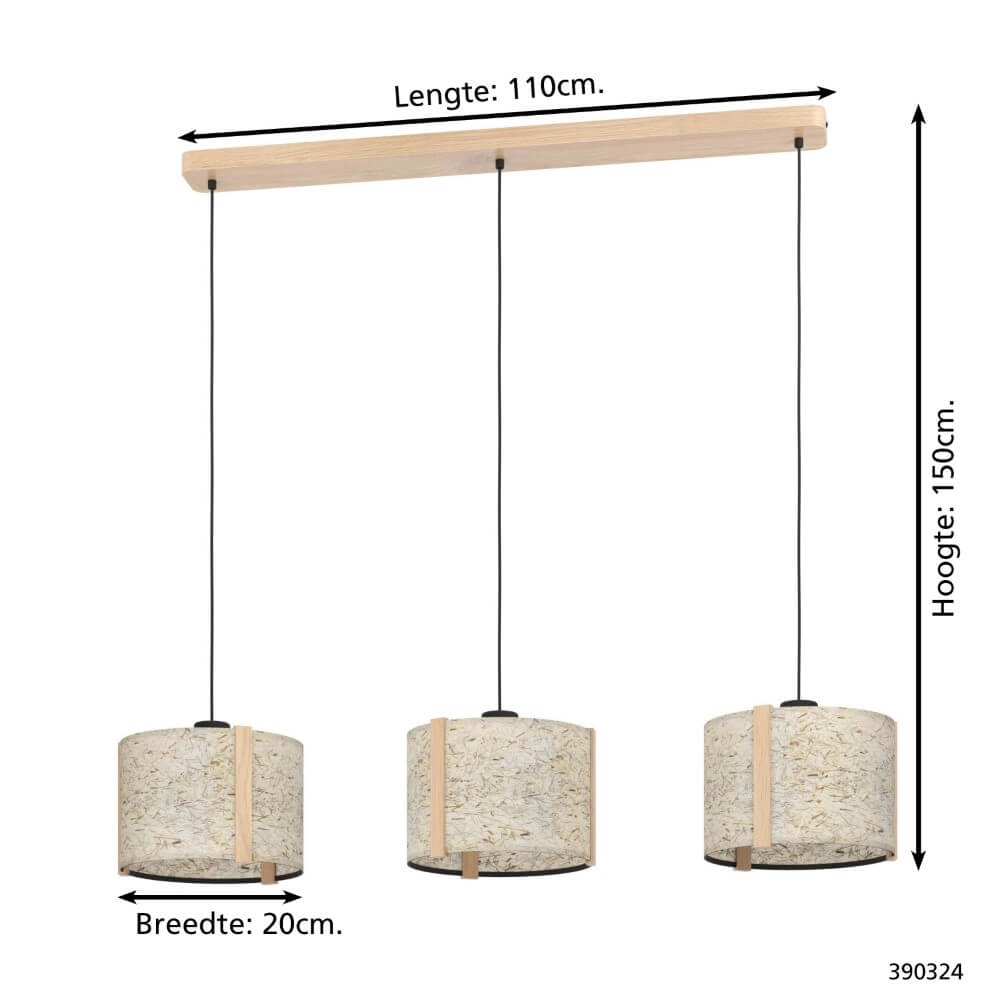 3-lichts hanglamp Hontongas met beige kappen Stars of Light 9008606274635