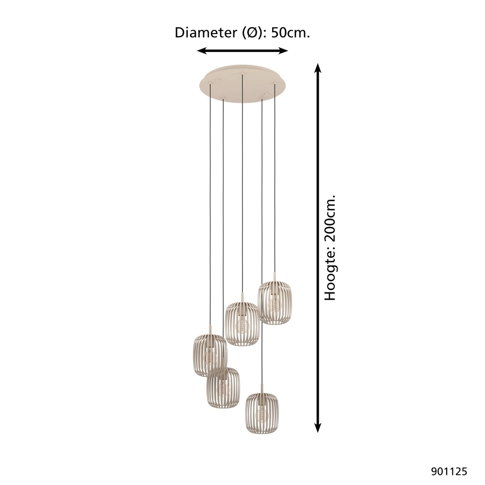 5-lichts hanglamp Romazzina zand - E27 Eglo 9008606299904