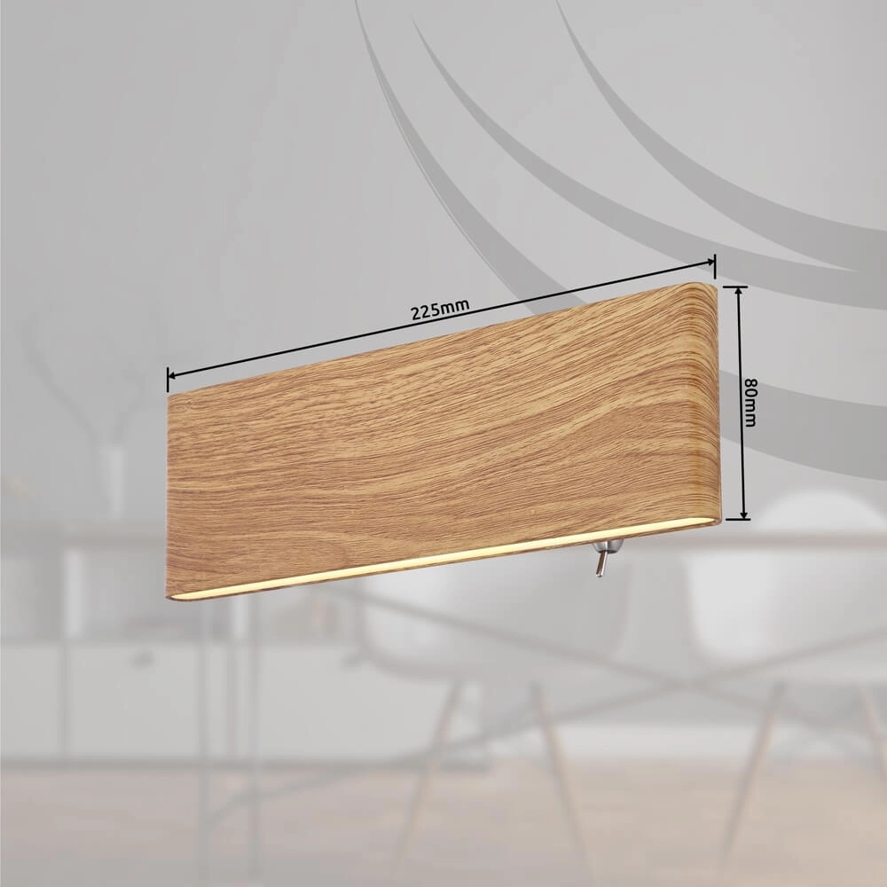 Design wandlamp Siegfried S hout met schakelaar Globo 9007371421145