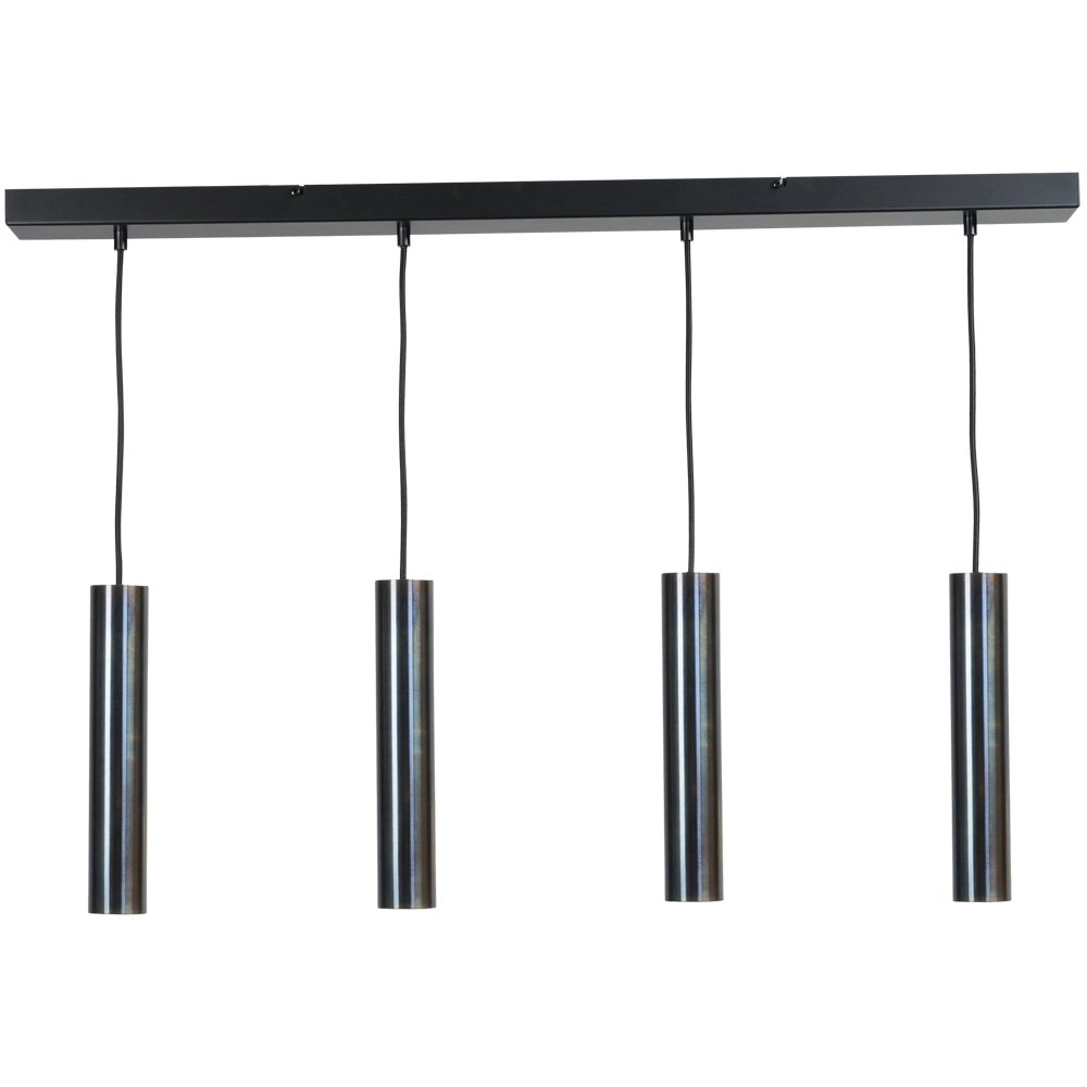 Eettafel hanglamp Run 4-lichts gunmetal cilinders