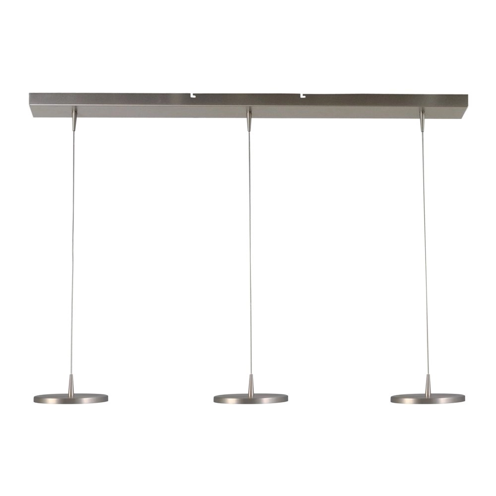 Strakke design eettafellamp Denia 2 3-lichts nikkel mat