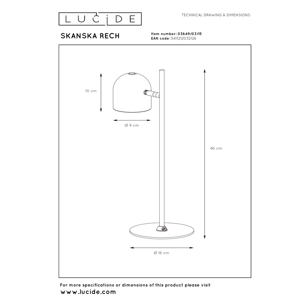 Oplaadbare tafellamp Skanska Rech metaalgrijs Lucide 5411212032126