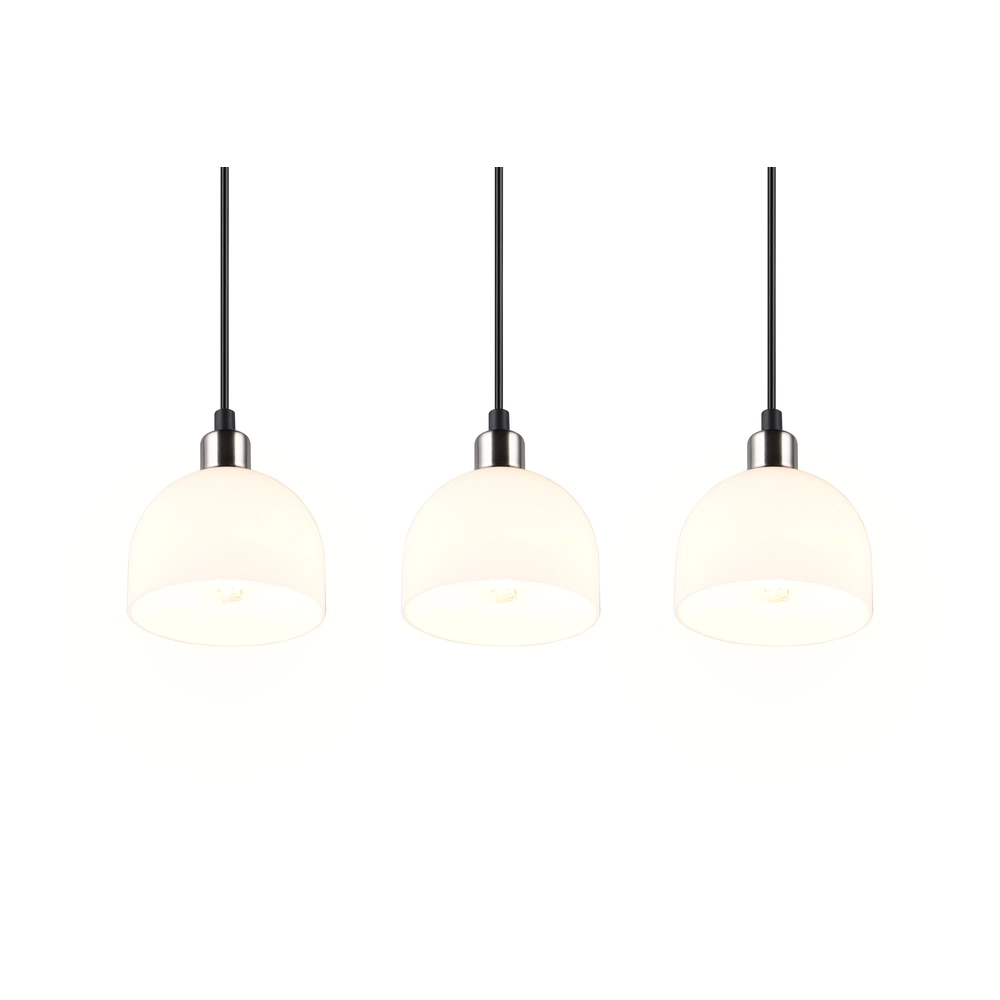 Nikkel hanglamp Molly 3-lichts wit glas Trio 4017807618099