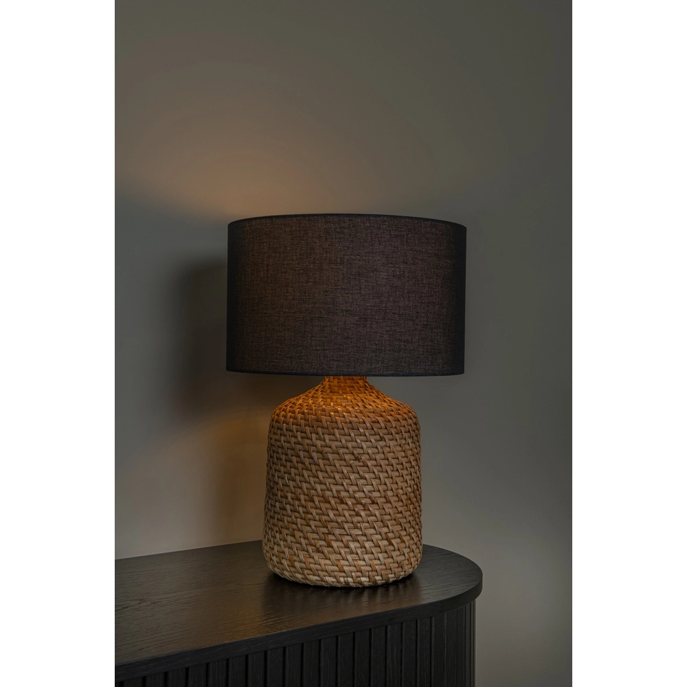 Schemerlamp Arrah Ø 35cm - zeegras met zwarte kap Premium by Lucide 5411212106124