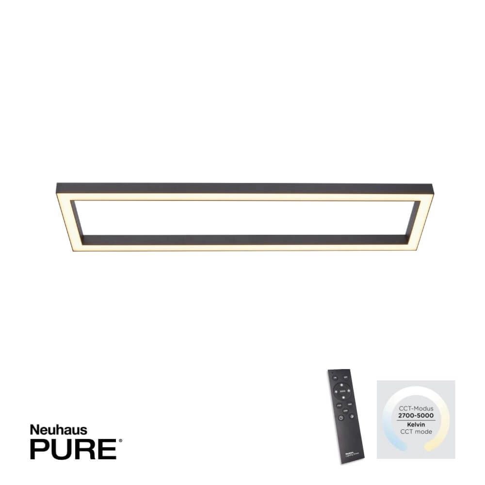Rechthoekige plafondlamp Pure Lines Square antraciet Paul Neuhaus 4012248357941