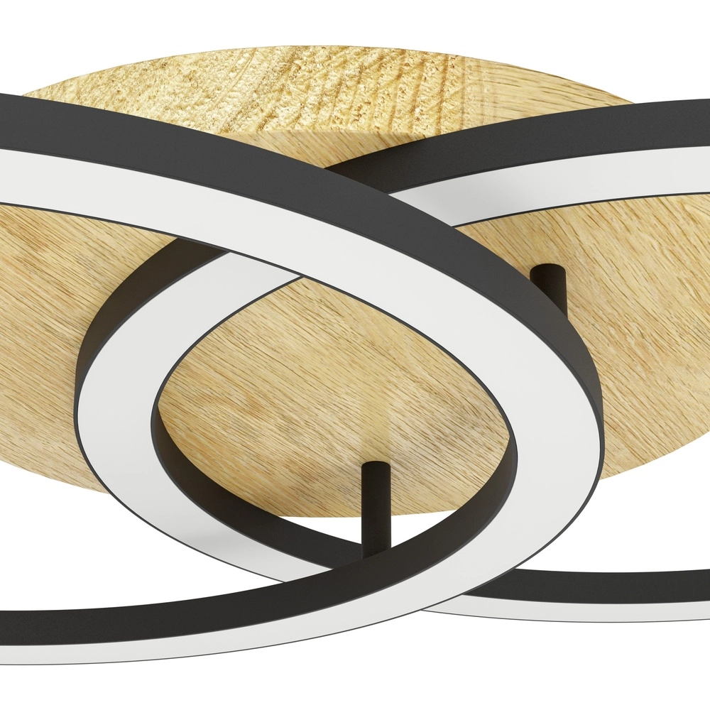 Zigbee plafondlamp Lomaltas-Z zwart met houtlook - rond Eglo 9008606327898