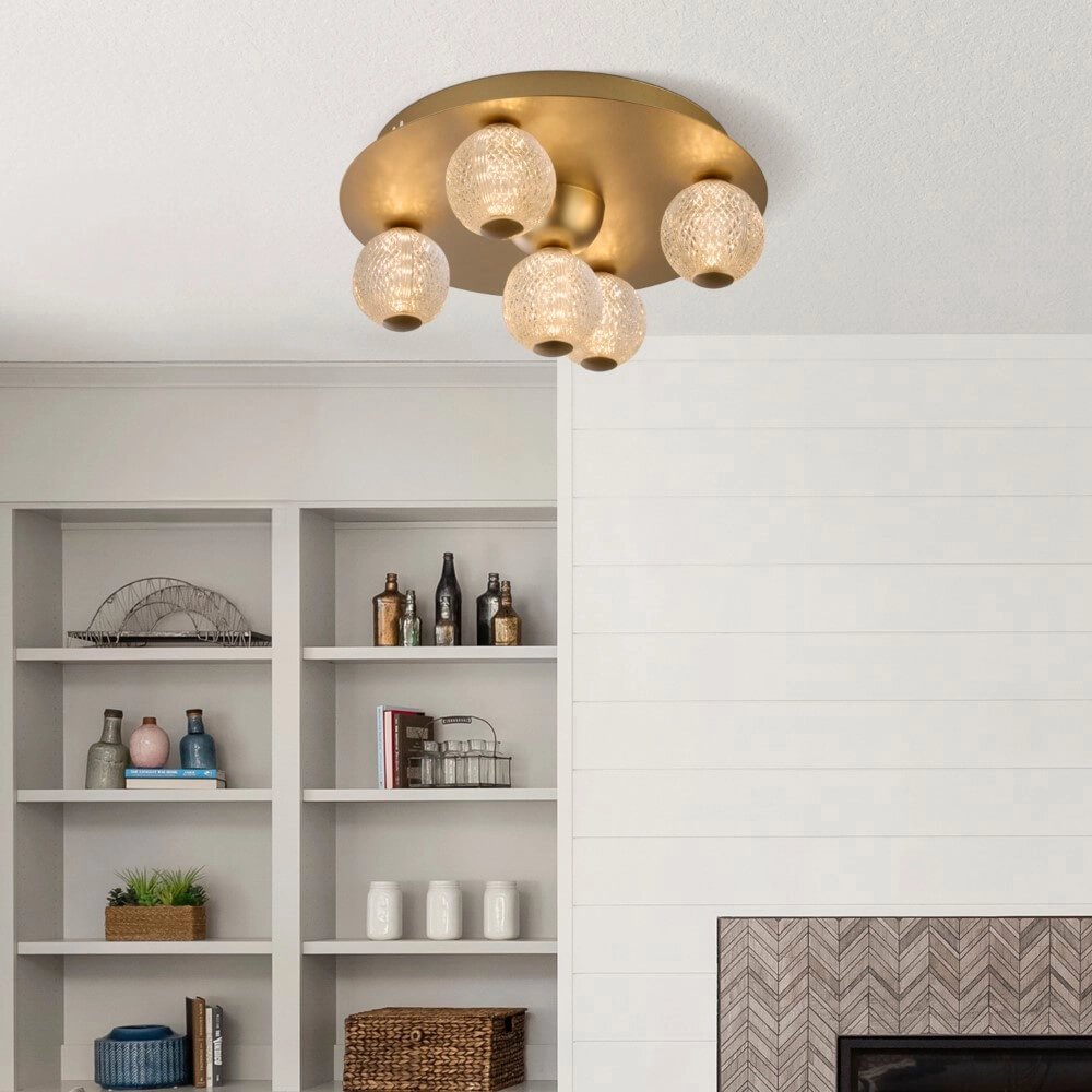 5-lichts plafondlamp Asteroid goud Searchlight 5053423273402