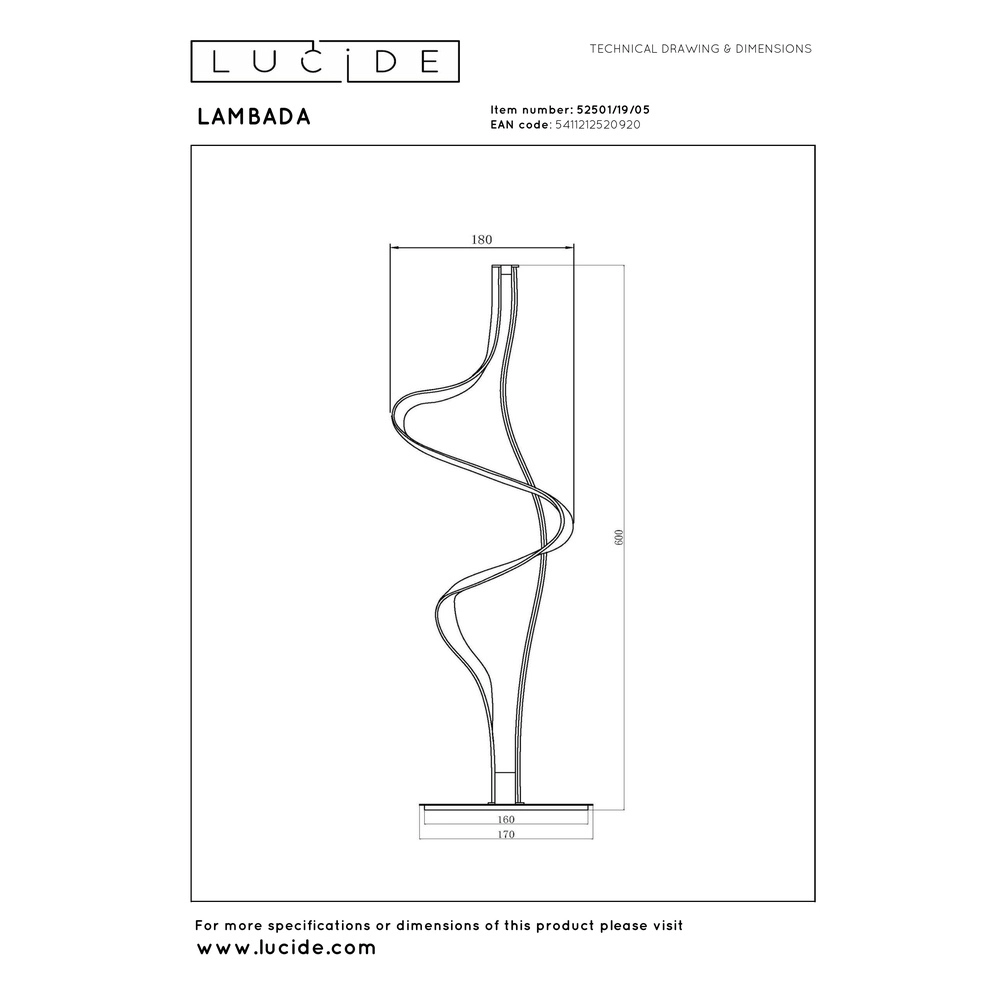 Tafellamp Lambada krul champagne Premium by Lucide 5411212520920