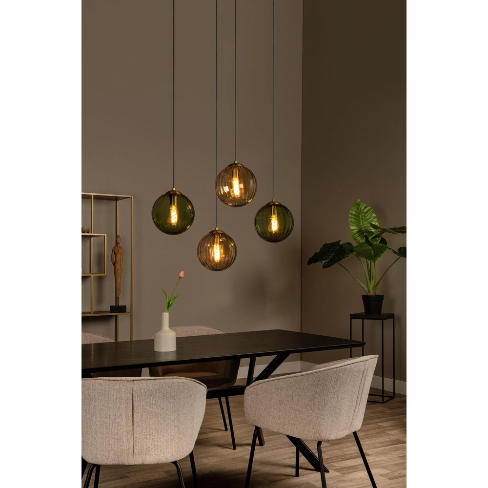 4-lichts hanglamp Monsaraz groen en amber glas Lucide 5411212452429