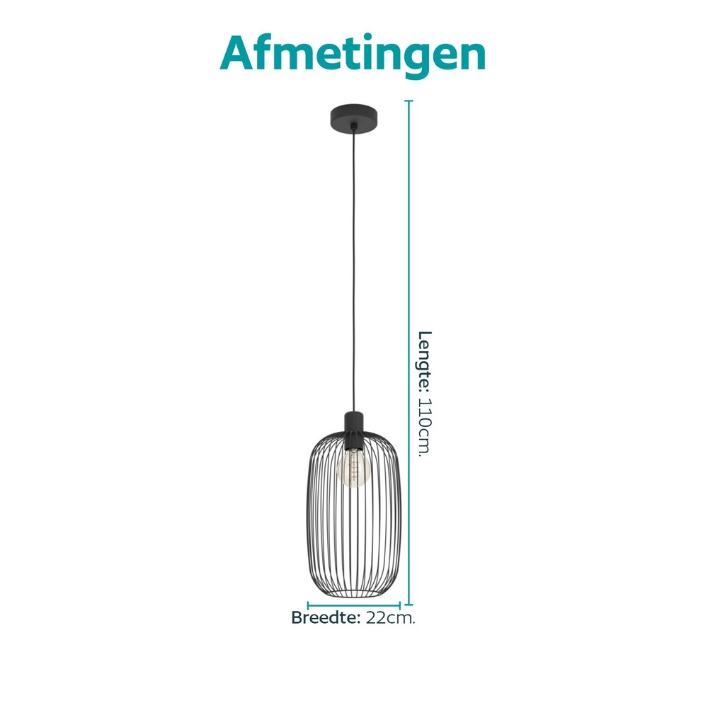 Draad hanglamp Lodods zwart Ø 22cm Eglo 9008606390274