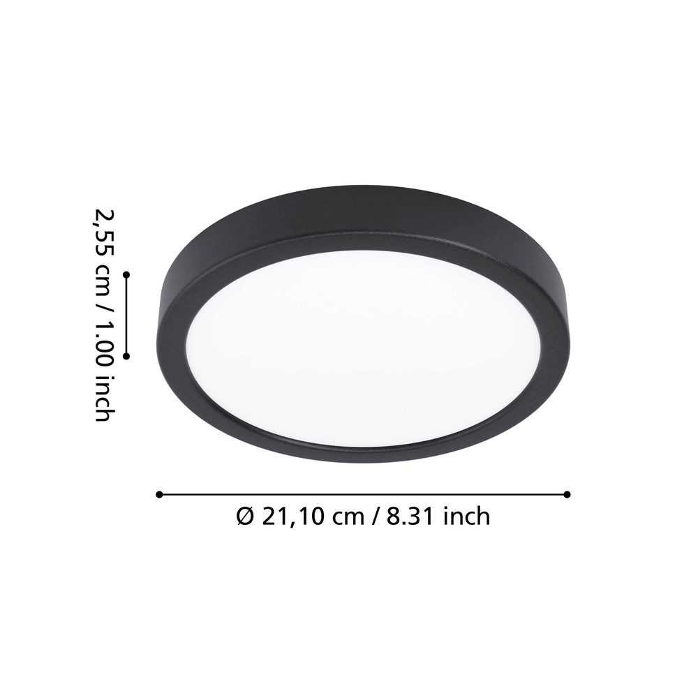 Plafonnière IP44 Fueva 6-Z rond - zwart - Ø 21,1cm Eglo 9008606330485