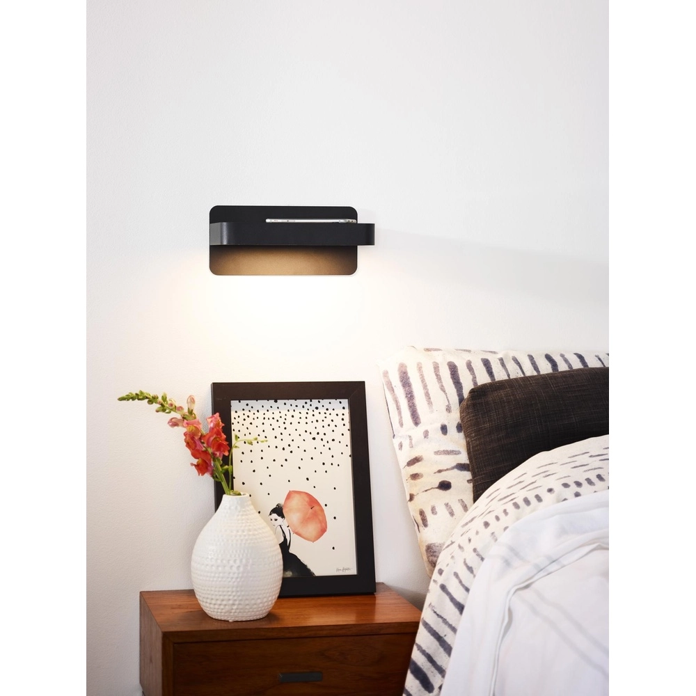 Bedlampje Atkin met USB oplaadpunt zwart Lucide 5411212770820