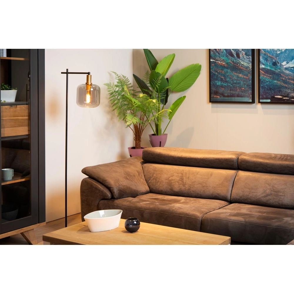 Vloerlamp Joanet zwart met smoke glas Lucide 5411212451606