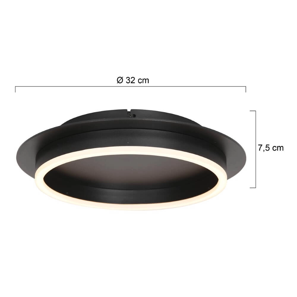 Moderne led plafonnière Ringlux zwart - Ø 32cm Steinhauer 8712746170573