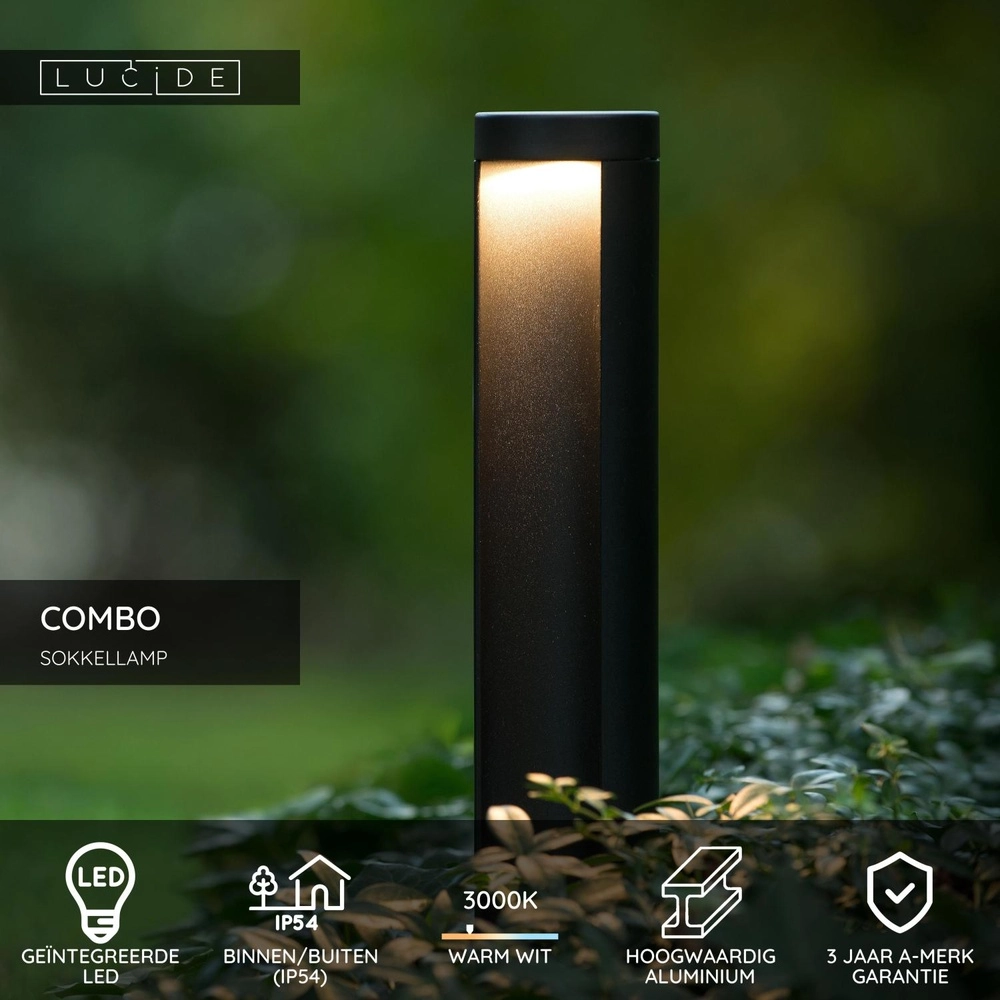 Design padverlichting Combo 65cm zwart Lucide 5411212271303