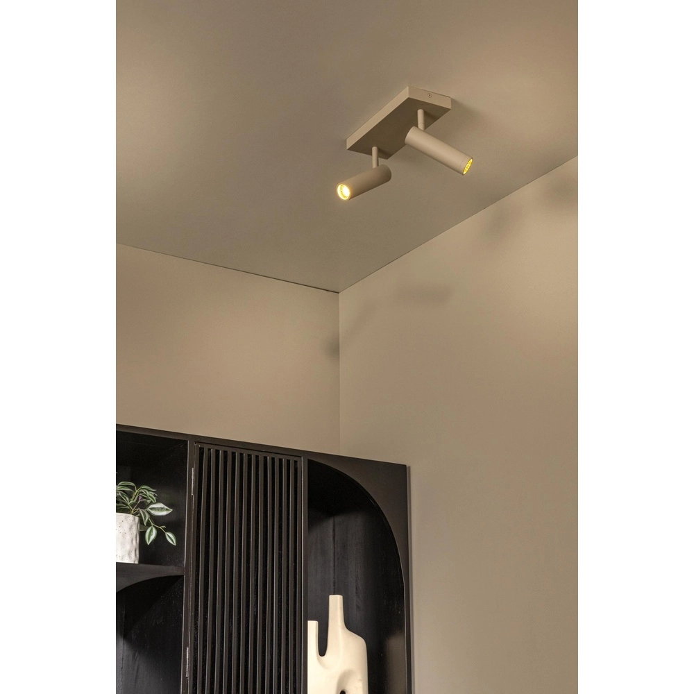 Strakke plafondlamp Grado 2-lichts zand bruin Lucide 5411212221728