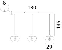 3-lichts hanglamp Genua zwart met goud glas Ø 29cm Masterlight 8718121356945