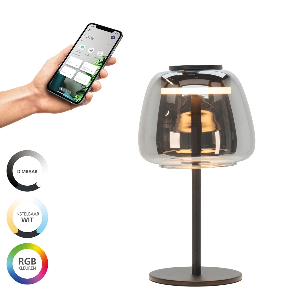 Tafellamp Alfero-Z smoke glas - app bediening