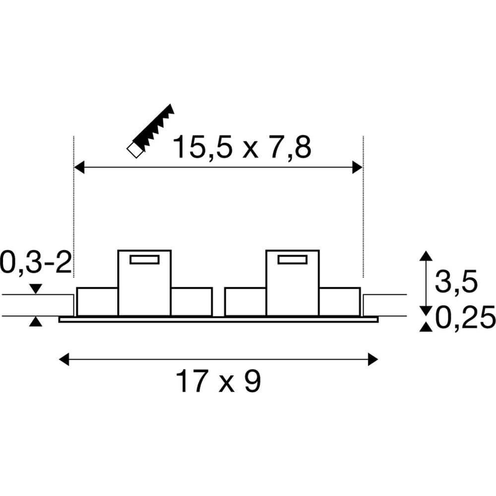 Aluminium inbouwring New Tria 155 rechthoekig SLV 4024163291484