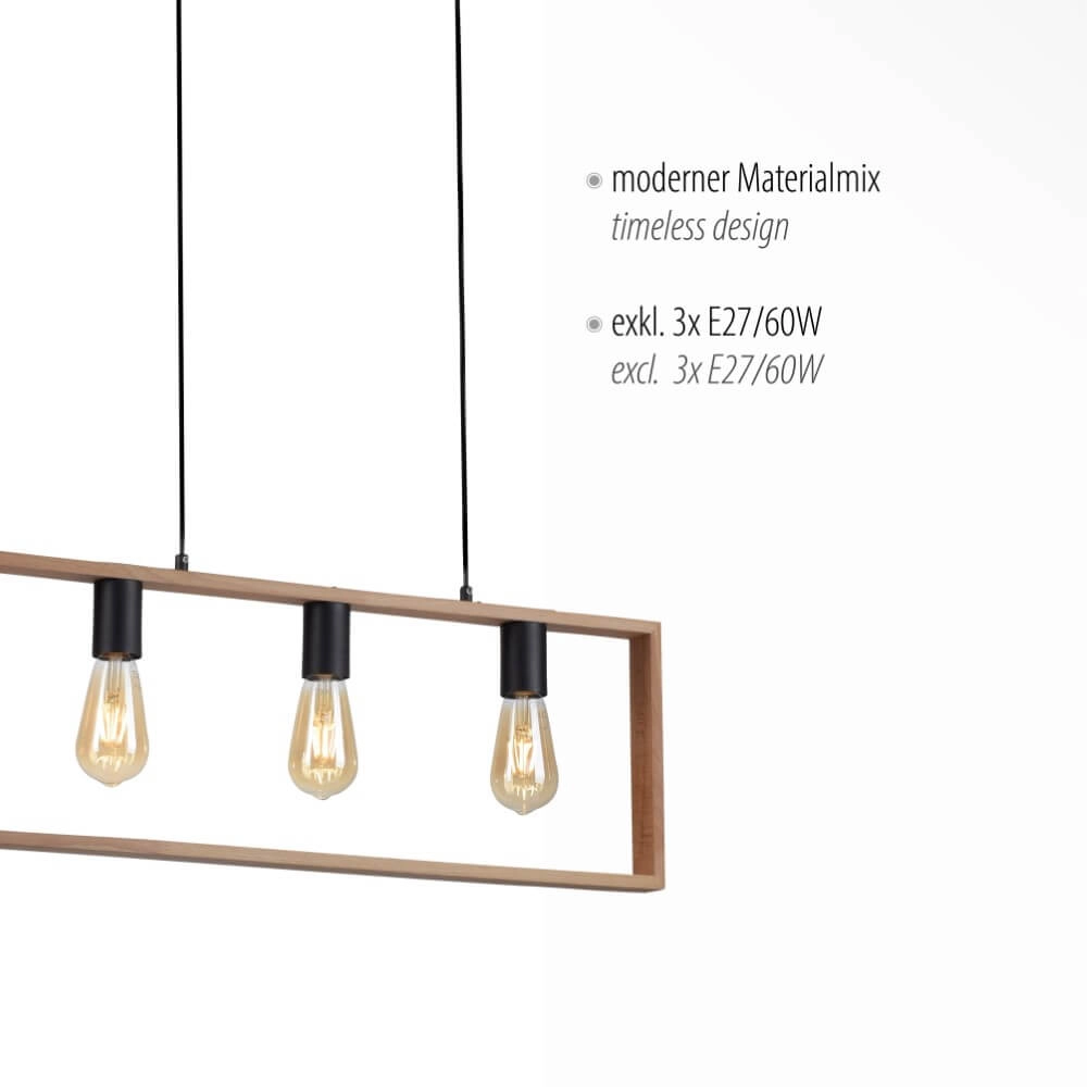 Landelijke hanglamp Franky 3-lichts Just Light 4043689966430