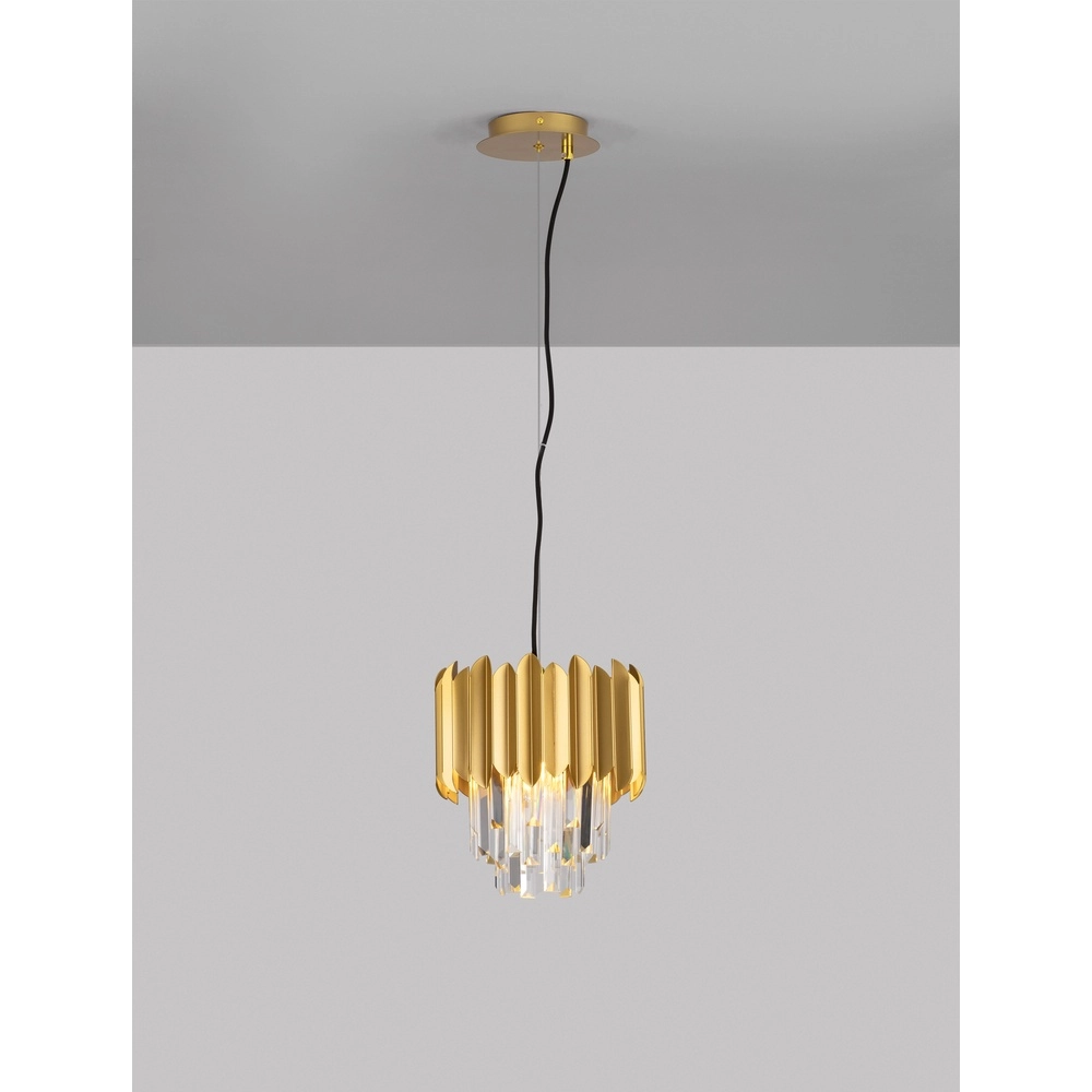 Hanglamp Magnolia goud en kristal Ø 25cm