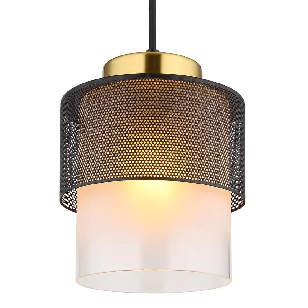 Hanglamp Olga 1-lichts zwart met gaas Globo 9007371452484