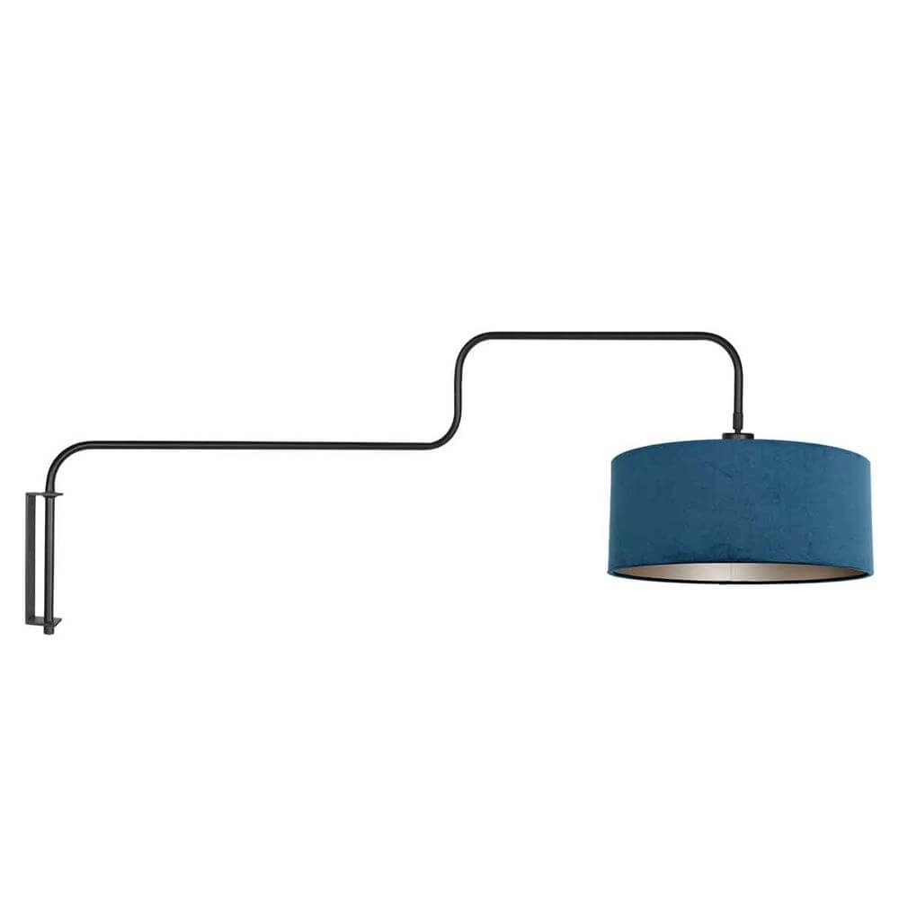 Wandlamp Bloeba zwart met blauwe kap