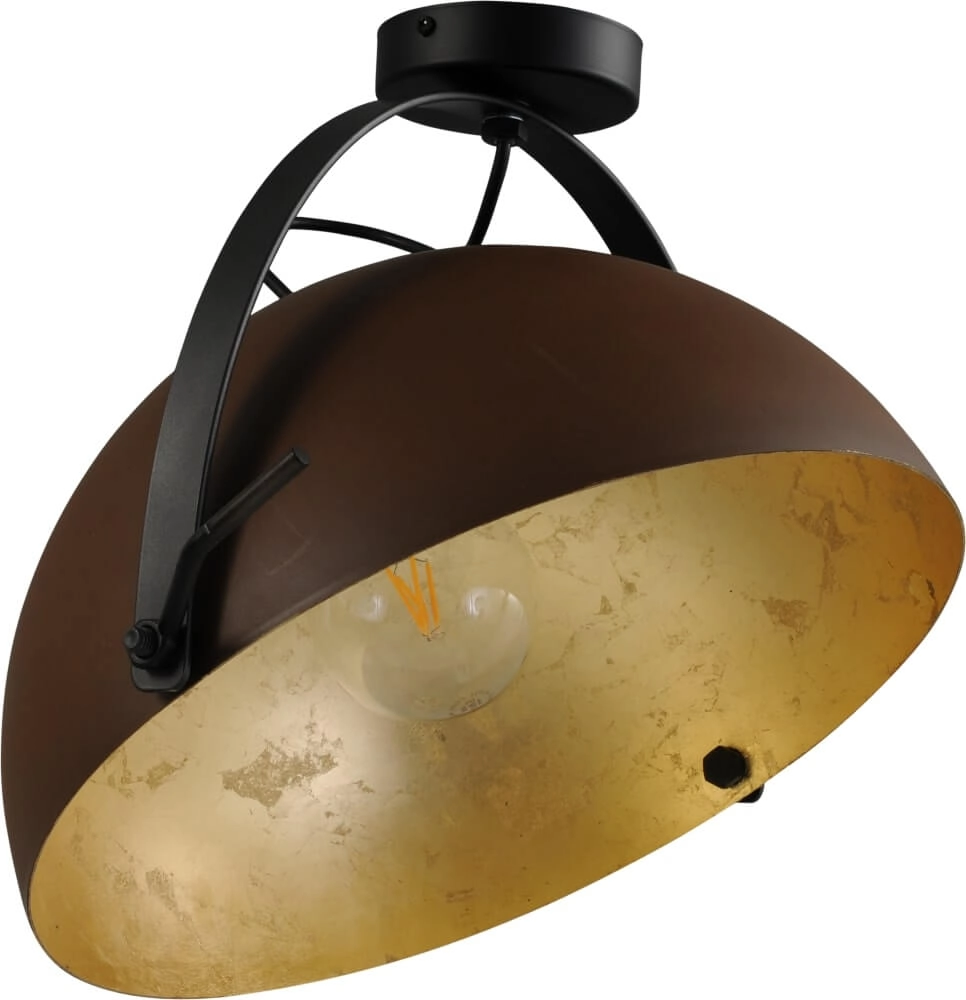 Landelijke plafondlamp Larino 40 roestbruin met goud Landelijke plafondlamp Larino 40 roestbruin met goud