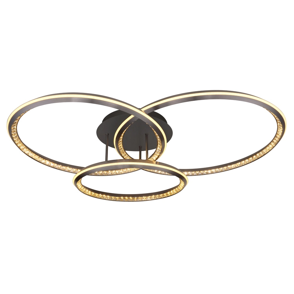 Design plafondlamp Alaina 3 ringen grijs Globo 9007371474882