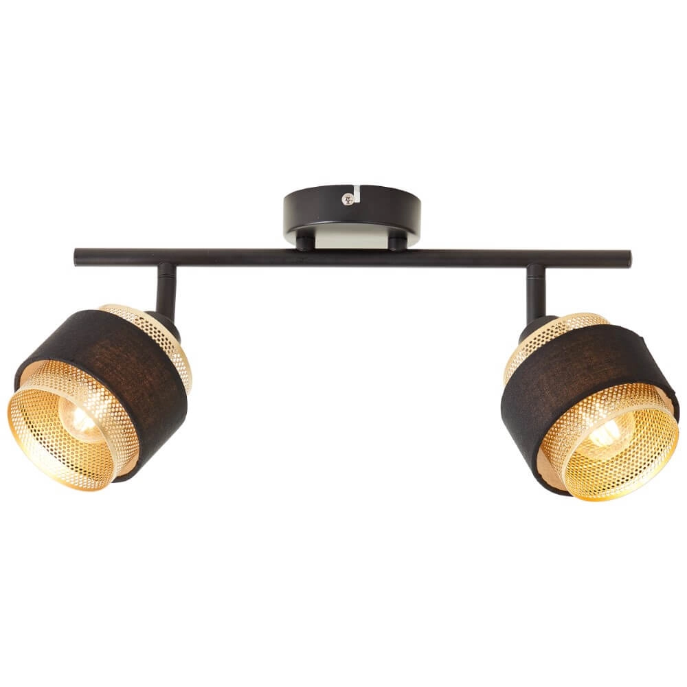 2-lichts plafondlamp Grove zwart met goud
