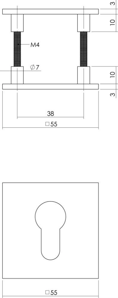 Magneet rozet Tira cilindergat RVS vierkant Intersteel 8714186444498