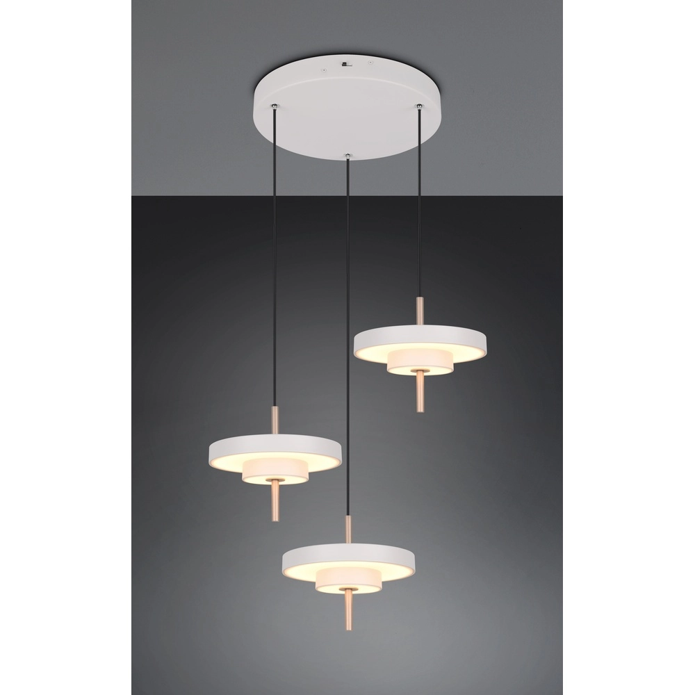 3-lichts hanglamp Keaton rond wit