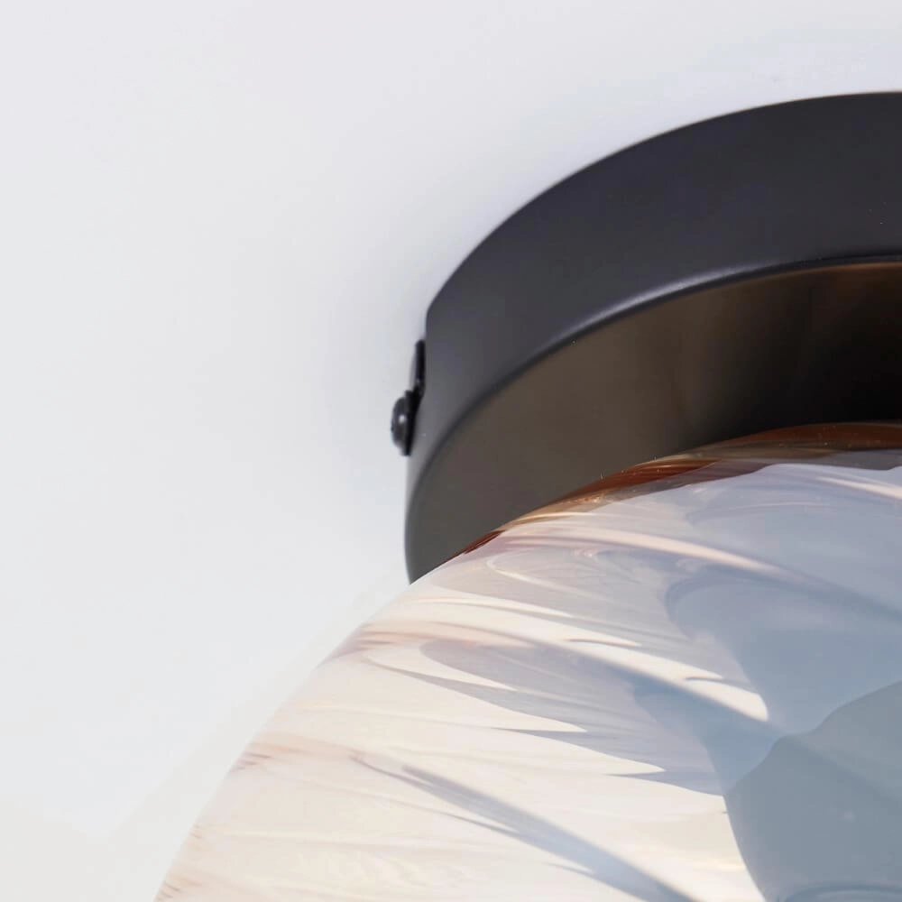 Plafondlamp Casto zwart met amber glas Brilliant 4004353446856