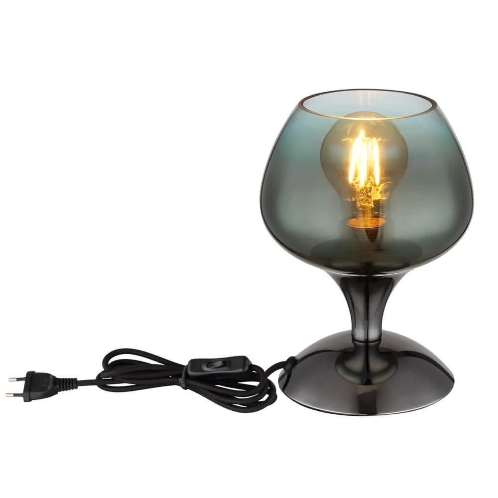 Gunmetal tafellamp Maxy met groen glas Ø 15cm Globo 9007371465934