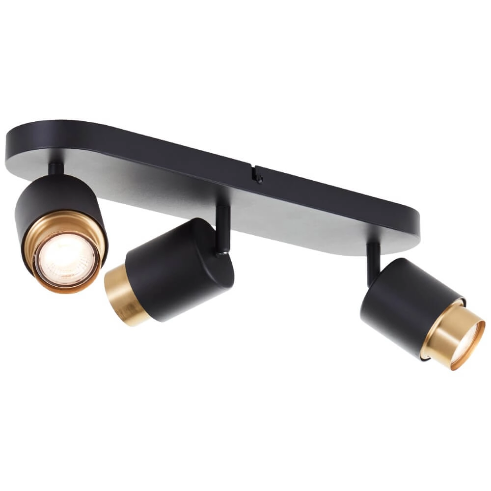 3-lichts opbouwspot Covelo zwart met goud Brilliant 4004353441363