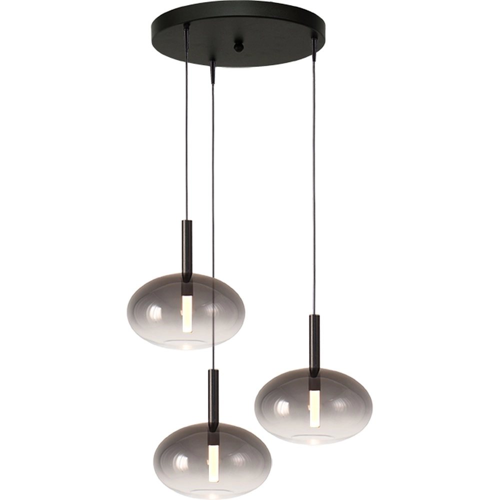 3L vide hanglamp Lido Onion met Ø 24cm smoke-fading glas