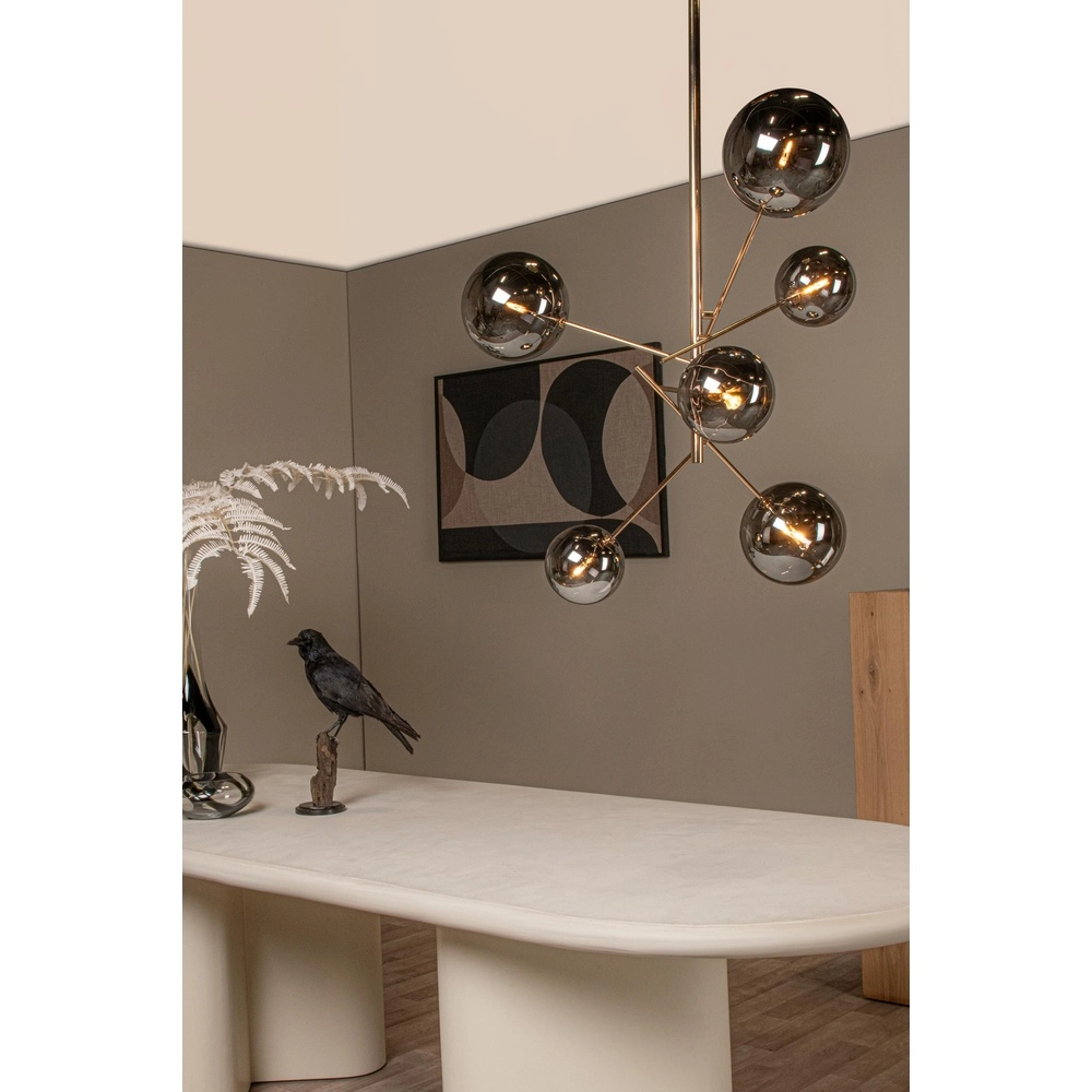 6-lichts hanglamp Alara goud met smoke bollen Lucide 5411212461025