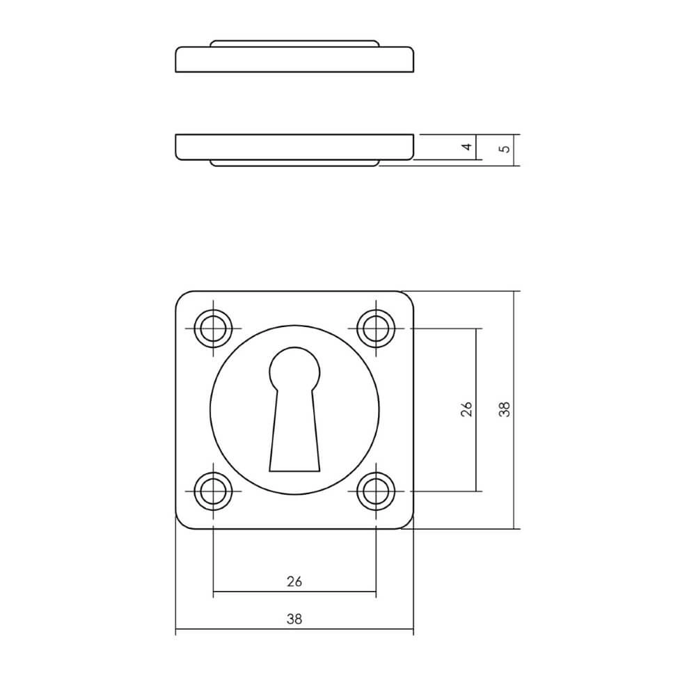 Set van 2 sleutelrozetten Tira vierkant nikkel schroef Intersteel 8714186648315